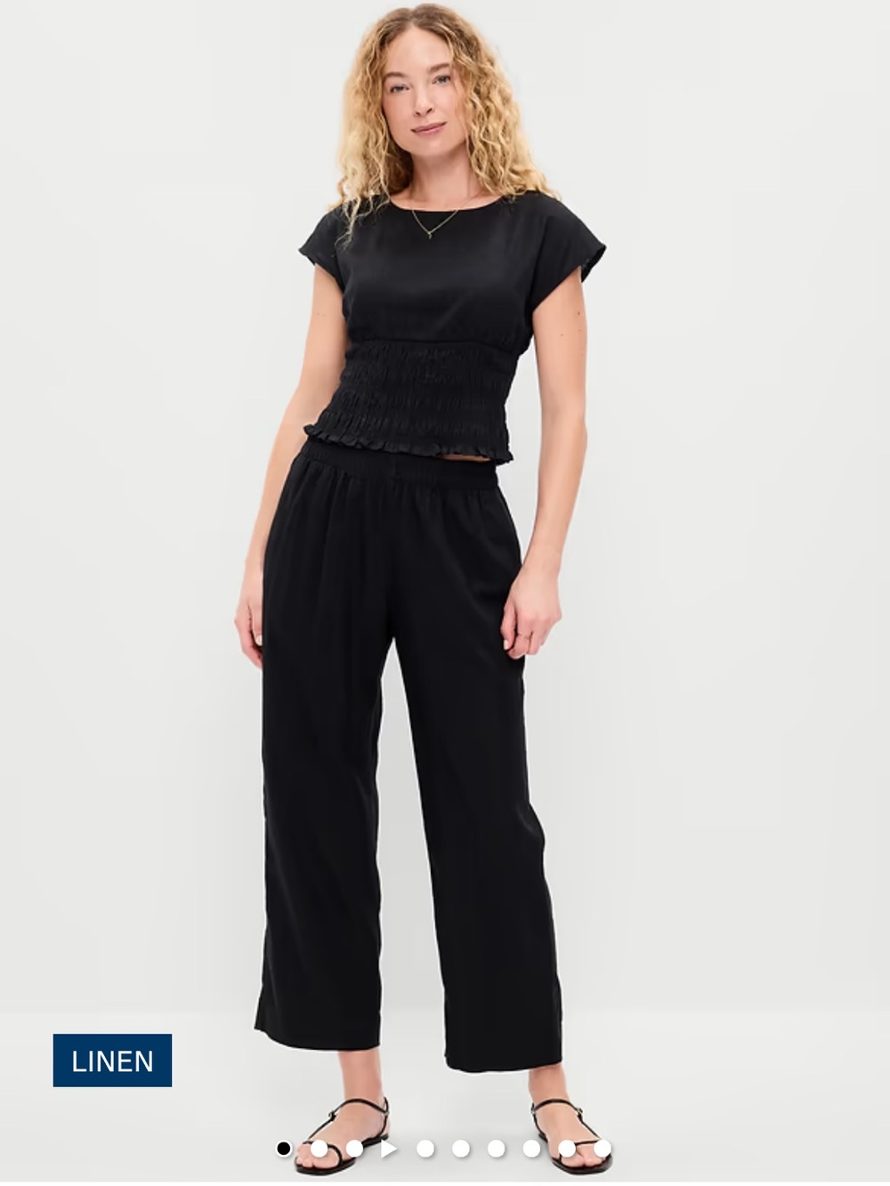 Old Navy BUNDLE linen blend high rise straight cut pants size L tall x2